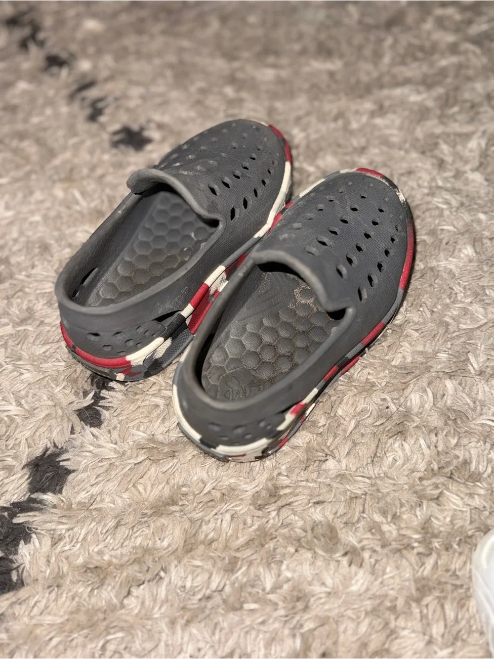 Kids Water Shoes Slip-On Clog in Dark Gray with Red Accent